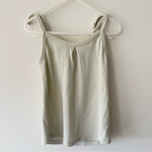 Zara Light Green Mint Ribbed Tank Top with Tie Straps 3/4 years - Picture 5 of 5